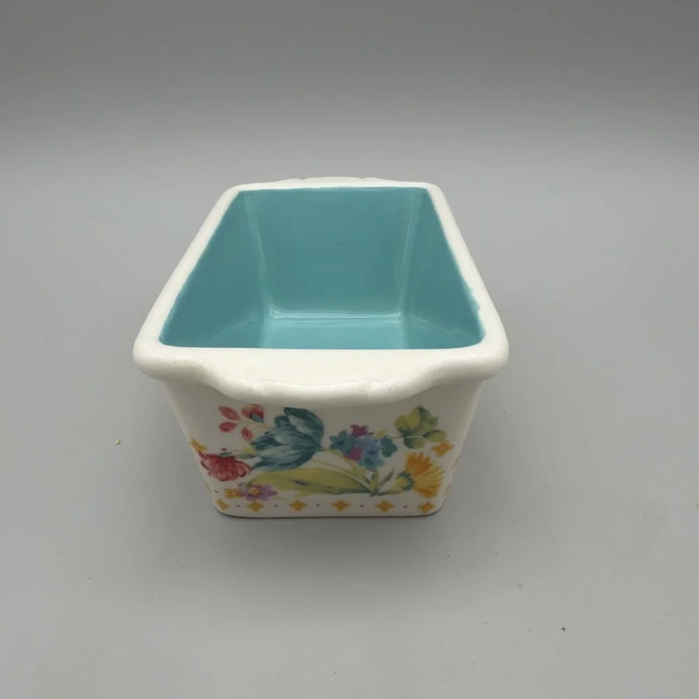 The Pioneer Woman Blooming Bouquet Mini Loaf Pan Blue Floral EUC